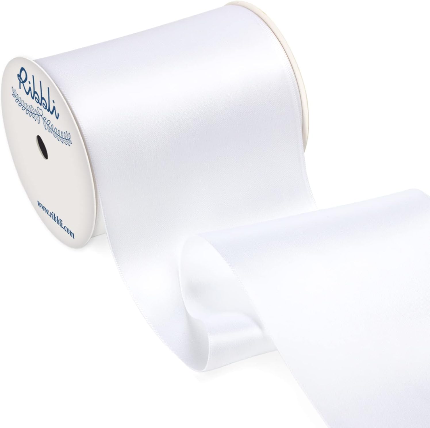 Ribbli White Satin Ribbon - 4 Inch Wide Double-Faced Satin for Weddings, Gifts & Crafts | 10 Yards