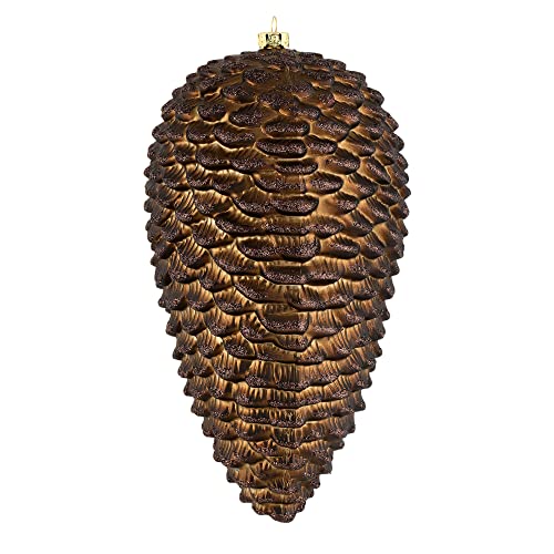 10-Inch Chocolate Matte Glitter Pinecone Christmas Ornament - Pack of 2