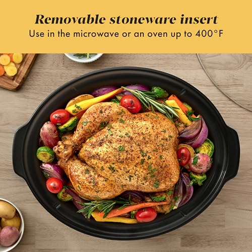 7-Quart Manual Slow Cooker with Removable Stoneware Insert, Stainless Steel