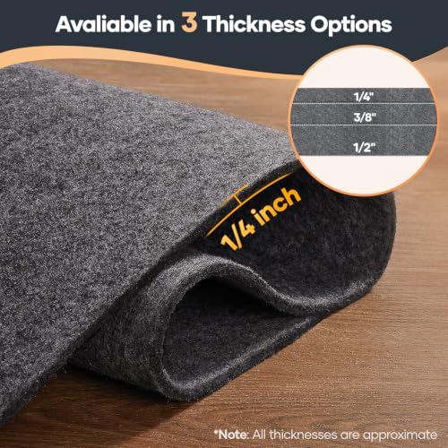 Felt Rug Pad 6x9 Ft, 1/4 Inch Thick Cushioned Carpet Underlay for Hard Floors