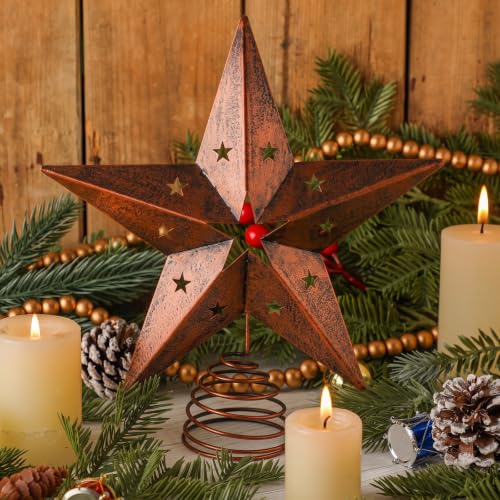 Halloscume 11 Inch Extra Large Rustic Christmas Star Tree Topper - Rustic Star