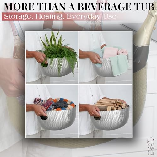 Gusto Nostro Gold Beverage Tub 22 Qt Large Ice Bucket for Parties & Drinks