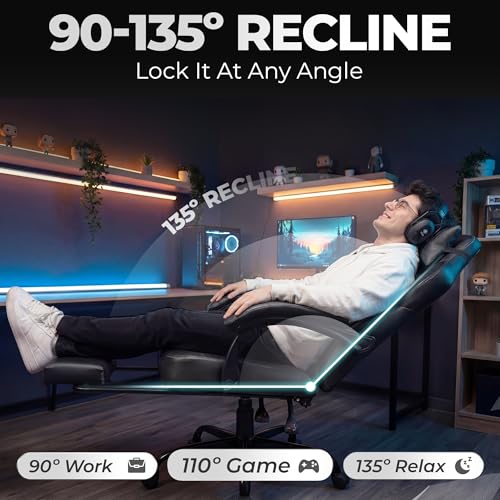 Big & Tall Ergonomic Gaming Chair with Footrest and Lumbar Support