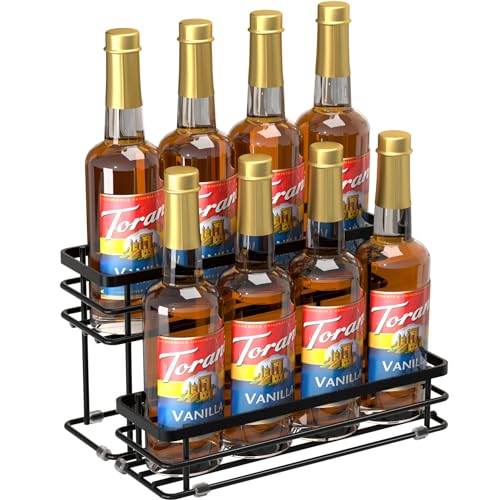 2-Tier Coffee Syrup Organizer Rack for 8 Bottles, Countertop Syrup Stand
