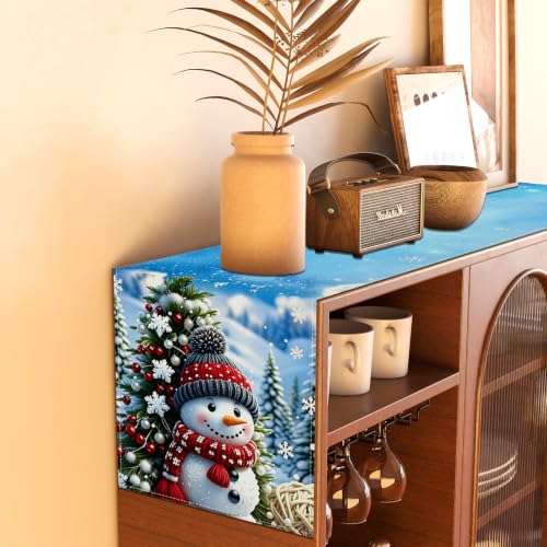 Rvsticty Snowman Christmas Table Runner 13x72 Inches Holiday Home Decor