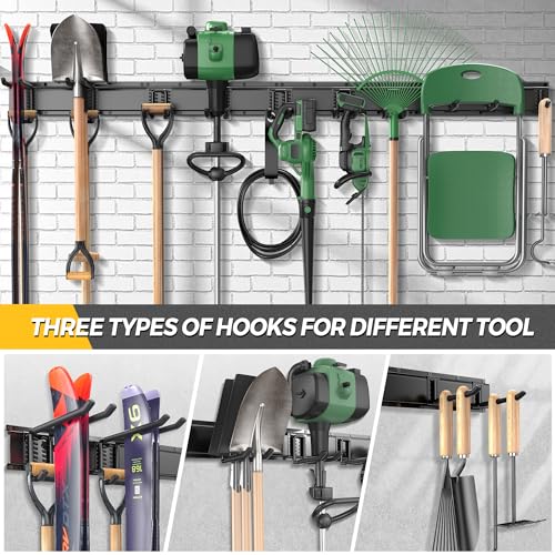 66-Inch Garage Tool Organizer Wall Mount with Adjustable Hooks
