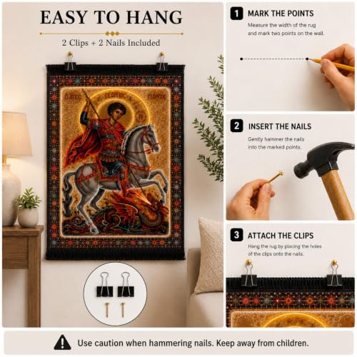 PACORIA 12x16 Mary and Jesus Wall Tapestry Rug – Premium 1 cm Thick Orthodox Christian Art