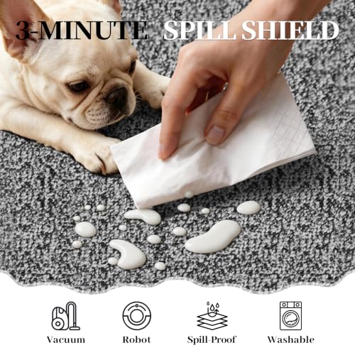 2x6 ft Waterproof Non-Slip Runner Rug for Hallways, Black and Gray