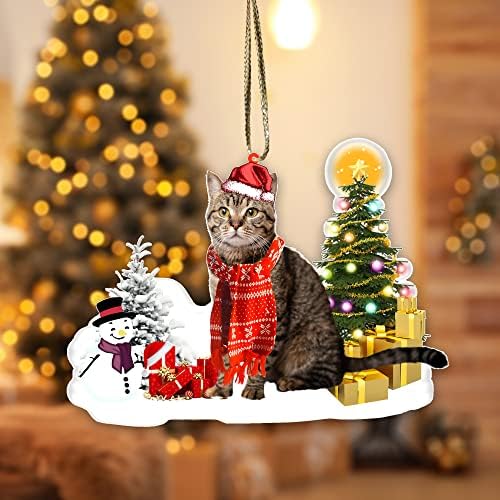 American Shorthaired Technically Cat Ornament - Acrylic Christmas Tree Hanging (Donawings) - 2023 Funny Cat Lover Xmas Decoration