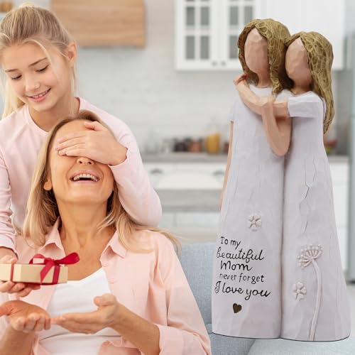 Mother Daughter Figurine Hand-Painted Resin Statue Gift for Mom