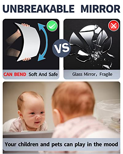 4 Pcs Shatterproof Acrylic Wall Mirror - 12x12 Inch Kids Safe Full Length