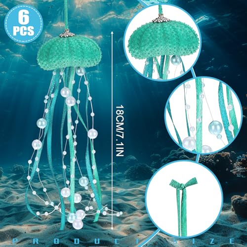 Namalu Green 6 Pcs Jellyfish Christmas Ornaments Ocean Themed Decorations