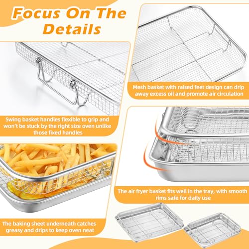 Stainless Steel Air Fryer Basket and Tray Set, 2-Piece Oven Rack