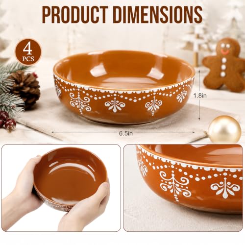 Gingerbread Bowl Christmas Ceramic Holiday Snack Bowls Set - LemonRoad 4 Pcs