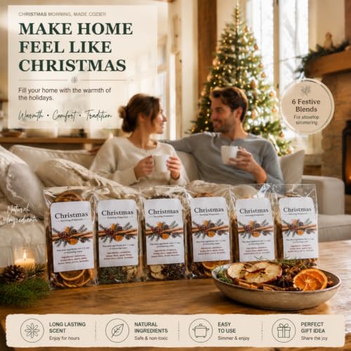 Loopeer 6 Pack Christmas Potpourri Kit with Cinnamon Sticks - Holiday Fragrance Set