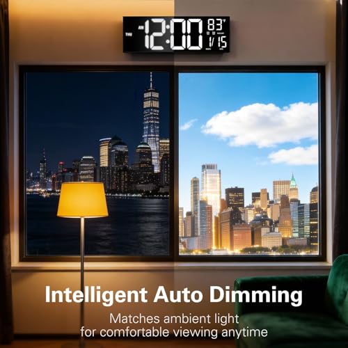 16-Inch Large Digital Wall Clock with RGB Display, Timer & Dual Alarm