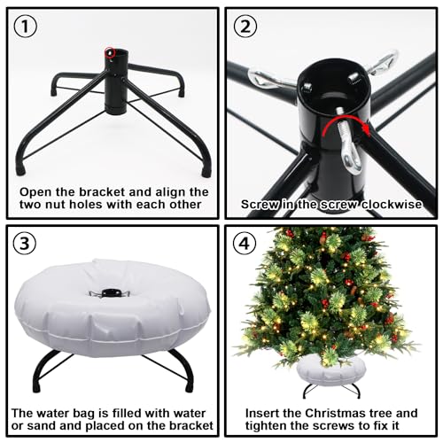 Foldable Heavy-Duty Christmas Tree Stand with Water Weight Base for 4-7ft Trees