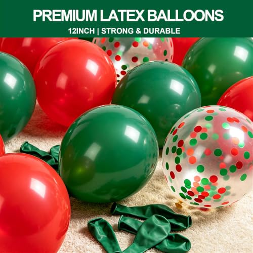 Red and Dark Green Balloons 50pcs 12in Confetti Mix, YGYXMY