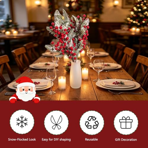 COTOSEY 4 Pack 20 Inch Artificial Christmas Red Berry Picks - Style A