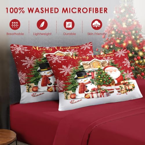 Full Christmas Comforter Set with Sheets - 7 Pieces, Red Bedding by WeCozy