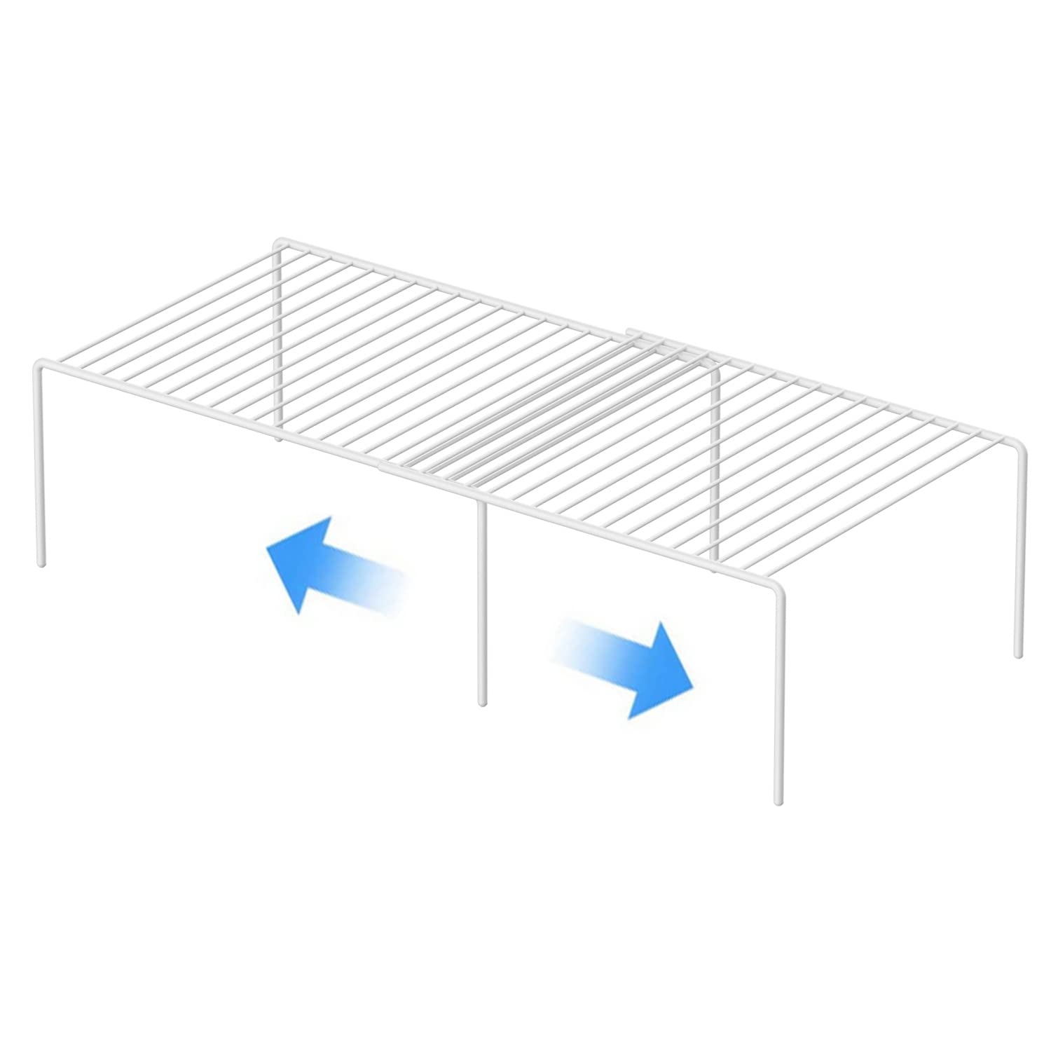 GEDLIRE Expandable Kitchen Cabinet Shelf Organizers, Heavy Duty Adjustable Counter Organizer Metal Wire Spice Rack, Freezer Storage Shelf for Cabinets, Pantry, Bathroom, Fridge, White