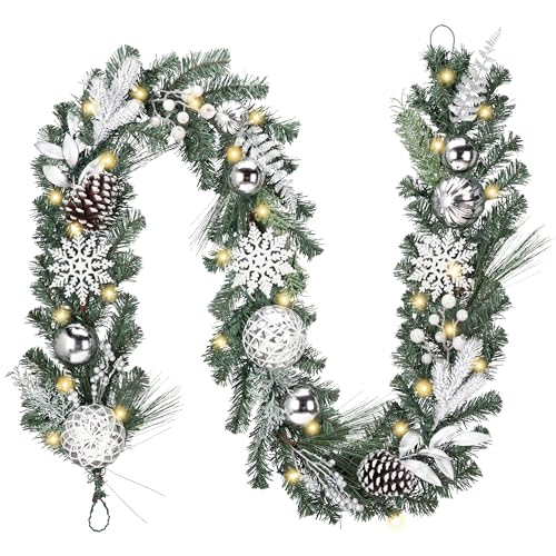 Valery Madelyn 9 Feet Pre-Lit Christmas Garland with Lights and Pinecones for Indoor Outdoor Holiday Decor
