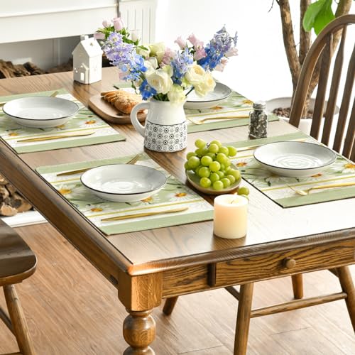 Artoid Mode Eucalyptus Leaves Daisy Vase Placemats for Dining Table,
