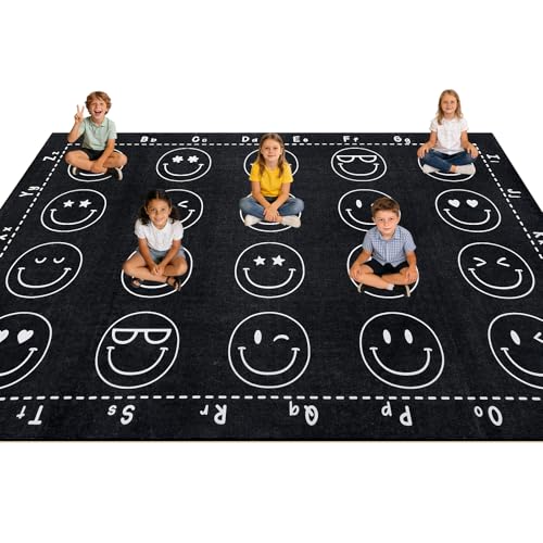 5' x 7'6" Classroom Rug with 15 Seating Spots, Non-Slip Kids Area Carpet
