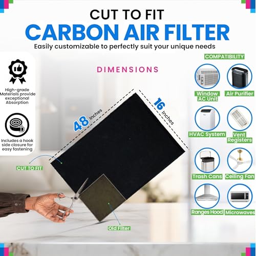 Activated Carbon Filter Sheet 16 x 48 Cut to Fit Air Filter 2-Pack