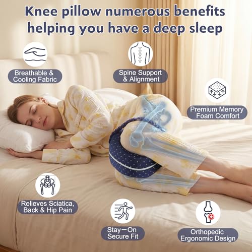 Ergonomic Knee Pillow for Side Sleepers - Sciatica Relief & Pain Support