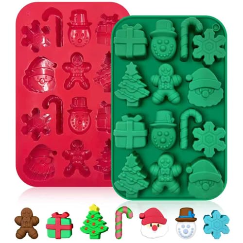 Christmas Silicone Mold 2PCS for Chocolates, Candies, Cookies & Crafts