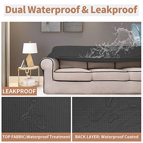 100% Waterproof Couch Cover - Stretch Jacquard 3-Cushion Sofa Slipcover