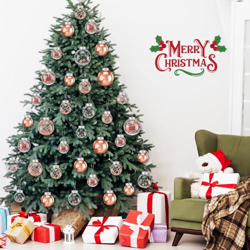 Civaner Rose Gold Christmas Ornament Set - 43 Shatterproof Plastic Balls, Holiday Decor