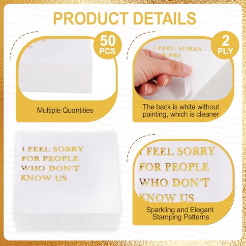 White 50-Pack Funny Cocktail Napkins for Parties & Gatherings