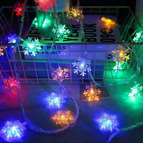 Runleo Multicolor 20ft Snowflake Christmas Lights (40 LED) with Timer Remote