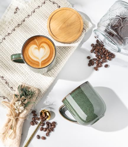 LERATIO Reactive Glaze Ceramic Coffee Mug Set of 6, 12oz - Handmade & Durable