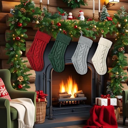 4Pack Personalized Christmas Stockings Custom Knit Xmas Stocking with