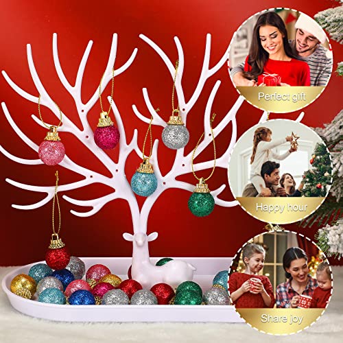 Sumind 48-Pack 0.8 Inch Glitter Christmas Mini Balls Ornaments - 8 Colors