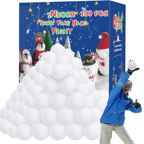 100-Pack Soft Indoor Fake Snowballs - Snow Fight Toy Set for Kids & Family