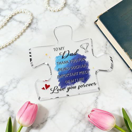 Dad02 Acrylic Block Plaque - Gift for Dad from Daughter | Blue Desk Sign