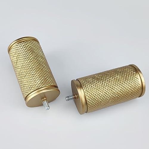 Decorative Curtain Rod Finials, Gold Knurled Polyresin, Set of 2
