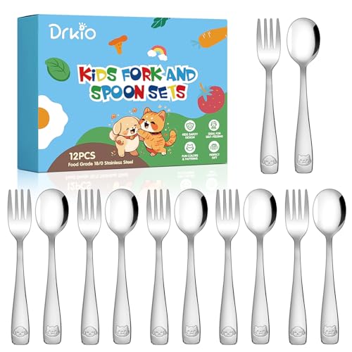 12-Piece Stainless Steel Toddler Utensils Set with Forks and Spoons