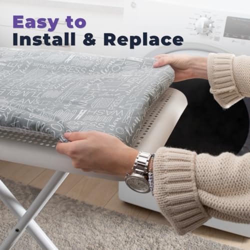 Ironing Board Cover and Pad Set - Scorch Resistant Cotton, Grey
