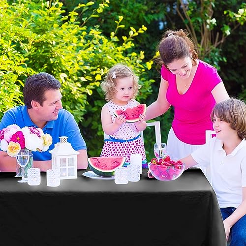 Black Disposable Plastic Tablecloths 2-Pack - 54 x 108" Rectangle Table Covers