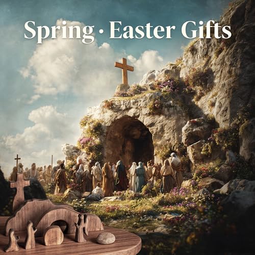 Wooden Easter Resurrection Scene Decor - 7-Piece Empty Tomb Tabletop Set