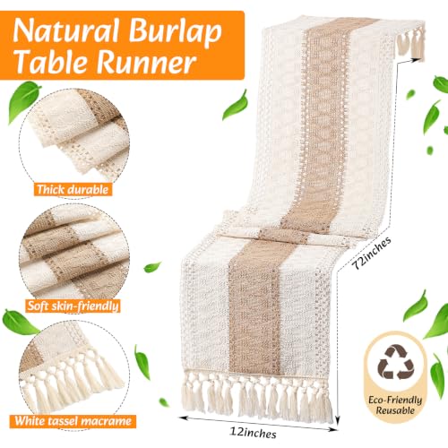 Boho Farmhouse Table Runner and Placemat Set with Napkins and Bead Rings