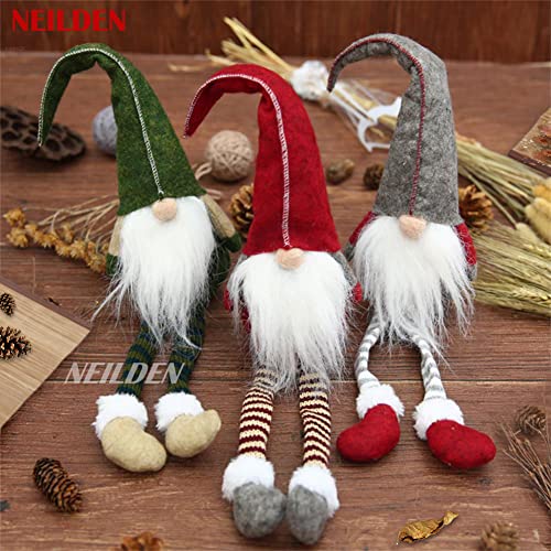 3pc Set Christmas Gnome Ornaments with Bendable Tall Hats, 20-inch