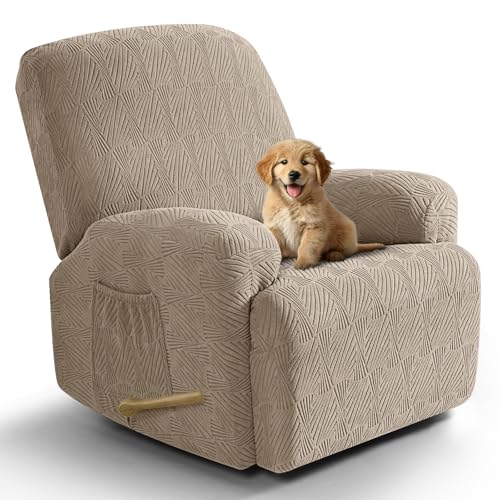 Stretch Recliner Chair Covers - 4-Piece Slipcover Set, Khaki