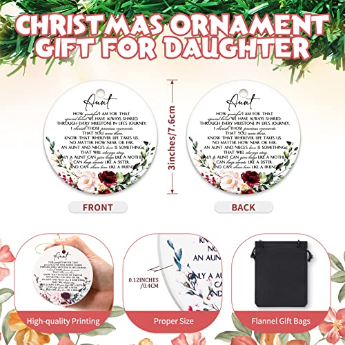 Patelai Christmas Ornament for Aunt – Ceramic Round 2.99in with Snowflake & Positive Words