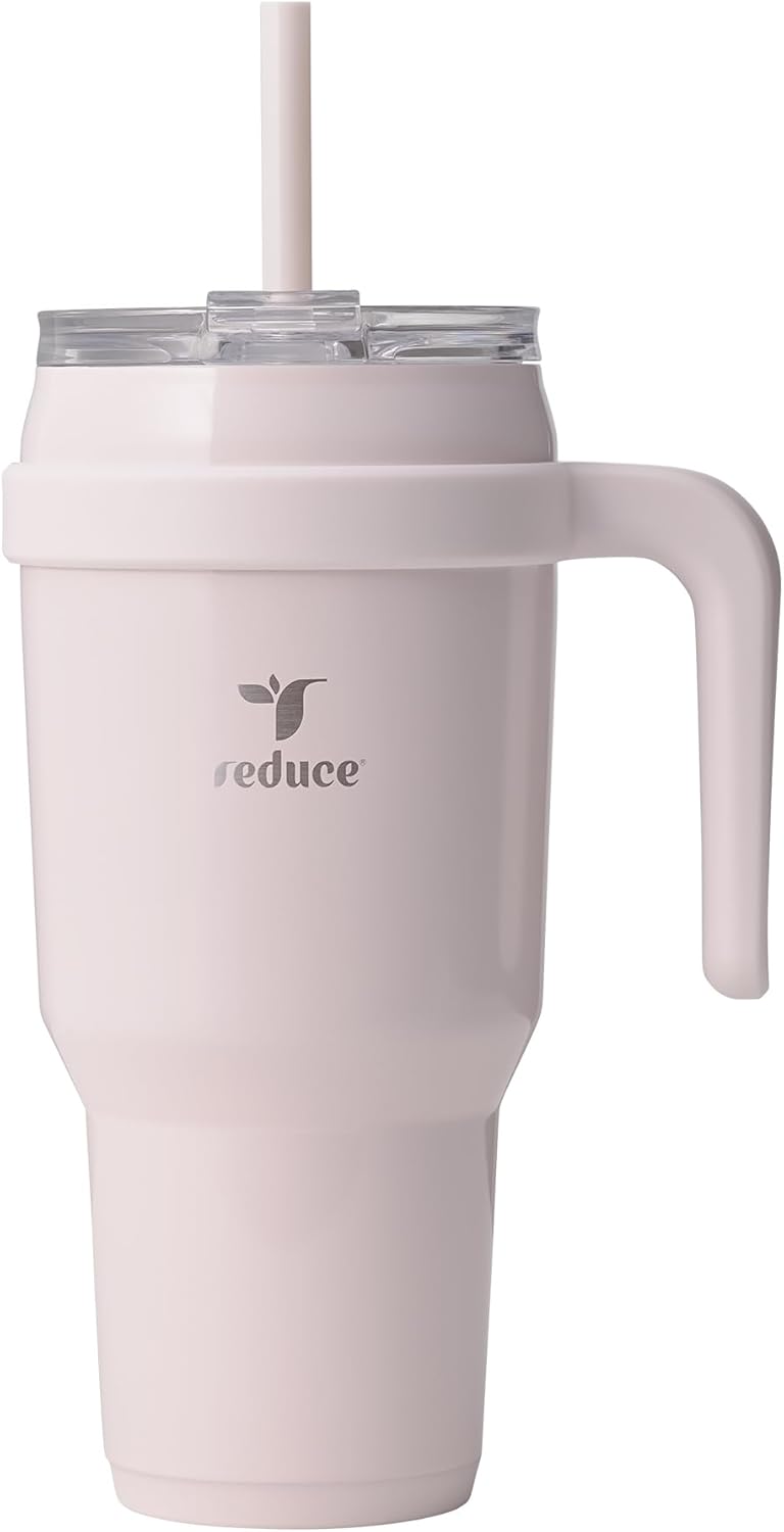REDUCE Cold1 40 oz Tumbler - Vacuum Insulated Stainless Steel Mug with Handle & Straw | Gloss Cotton Finish